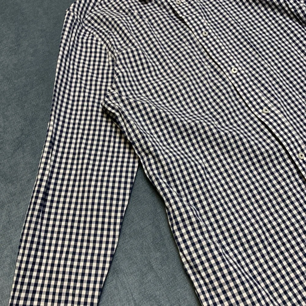 Banana Republic Slim Fit Shirt Mens Large White Black Plaid Business Button Up